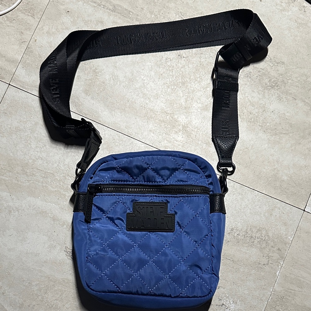 Blue Quilted Crossbody Bag